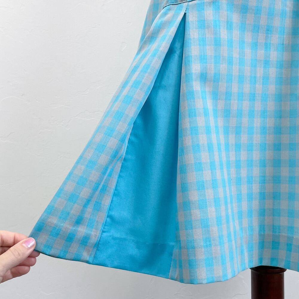 Vintage 1950's Glenbrooke Summer Blue Gingham Short Sleeve A-Line Dress MEDIUM - Picture 5 of 10
